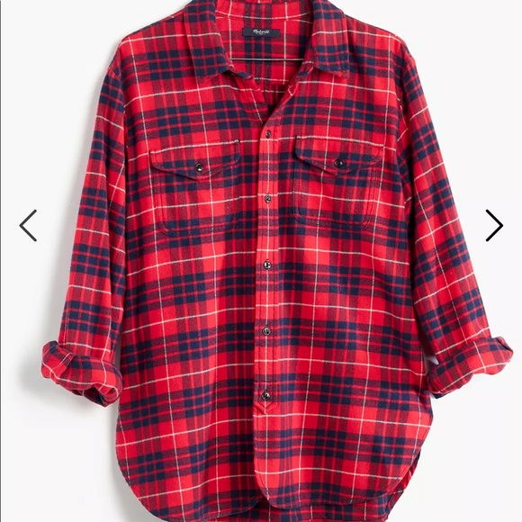 NWT Madewell Plaid Flannel Cargo Workshirt - Picture 2 of 11